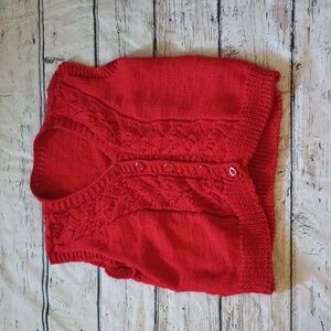Hand Cable Knit Red Enamel Button Sweater Santa Christmas Vest XL